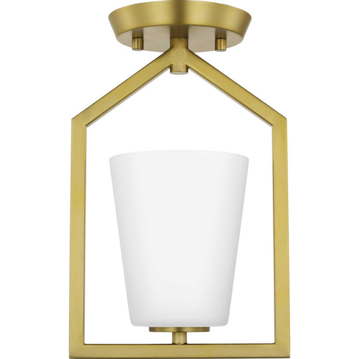 Progress Lighting P350259-191 One Light Semi Flush Mount, Brushed Gold