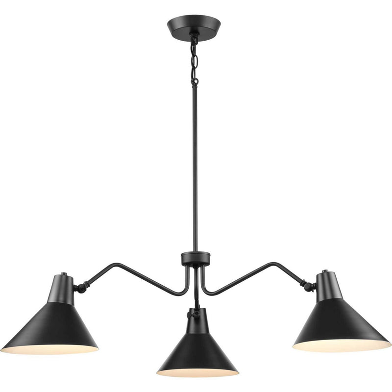 Progress Lighting P400309-31M Three Light Chandelier, Matte Black
