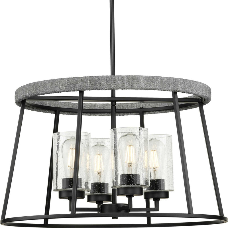 Progress Lighting P400322-31M Four Light Chandelier, Matte Black