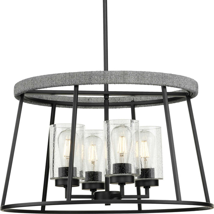 Progress Lighting P400322-31M Four Light Chandelier, Matte Black