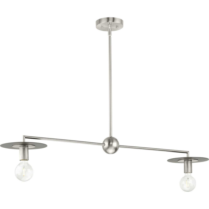 Progress Lighting P400336-009 Two Light Linear Chandelier, Brushed Nickel
