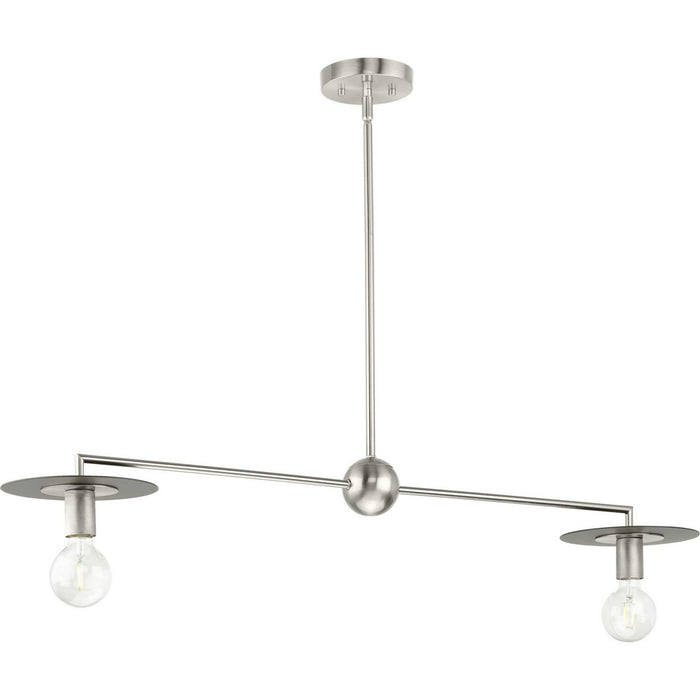 Progress Lighting P400336-009 Two Light Linear Chandelier, Brushed Nickel