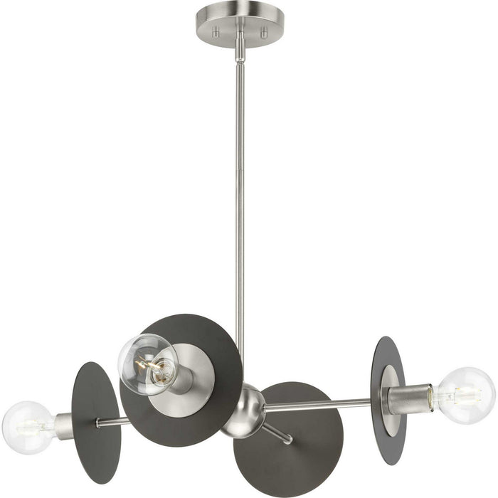 Progress Lighting P400337-009 Four Light Chandelier, Brushed Nickel