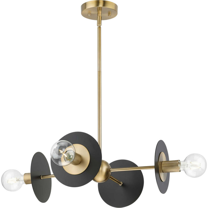 Progress Lighting P400337-109 Four Light Chandelier, Brushed Bronze
