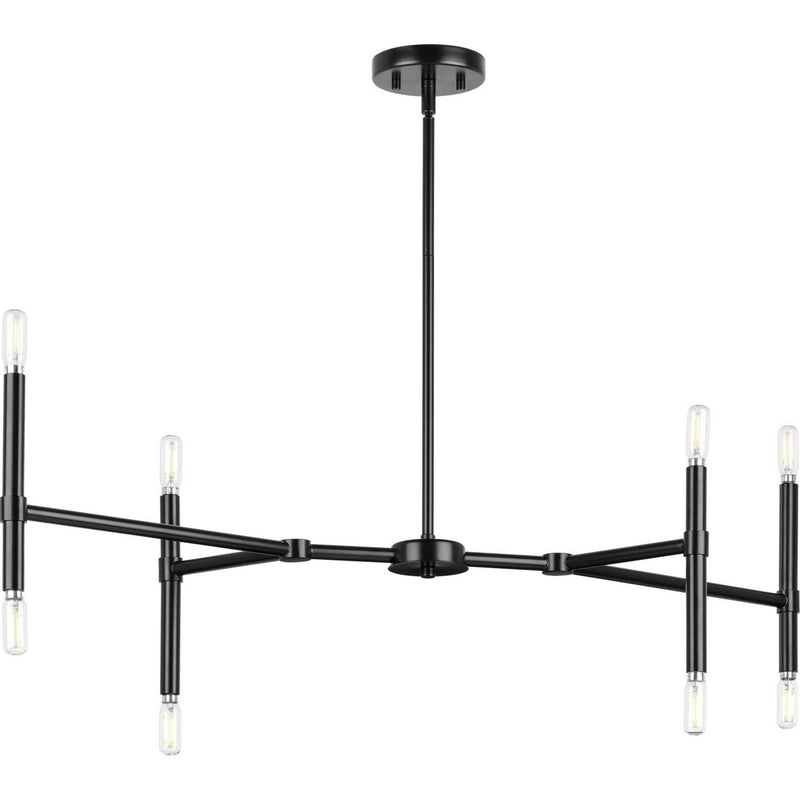 Progress Lighting P400338-31M Eight Light Linear Chandelier, Matte Black