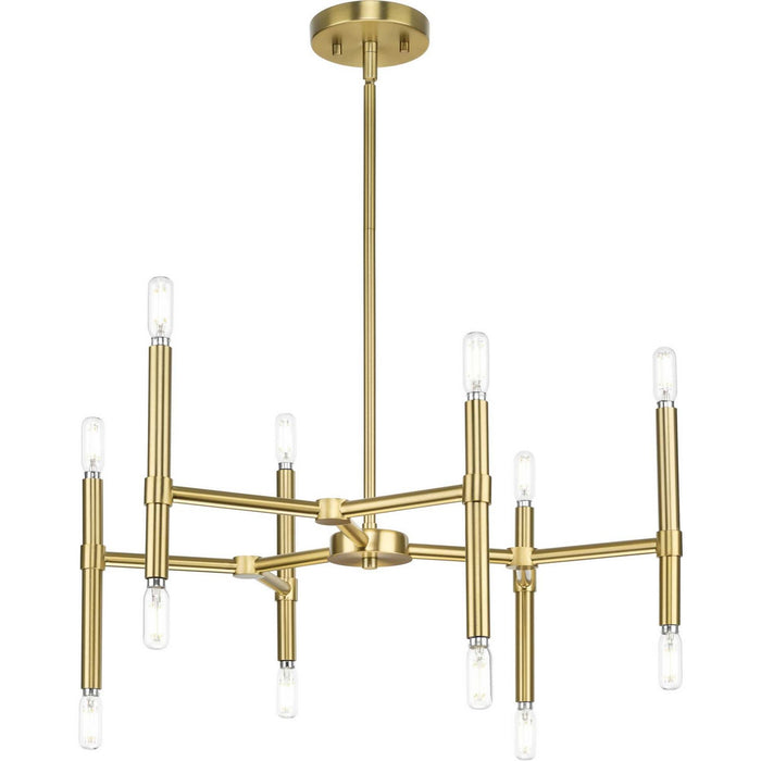 Progress Lighting P400339-191 12 Light Chandelier, Brushed Gold