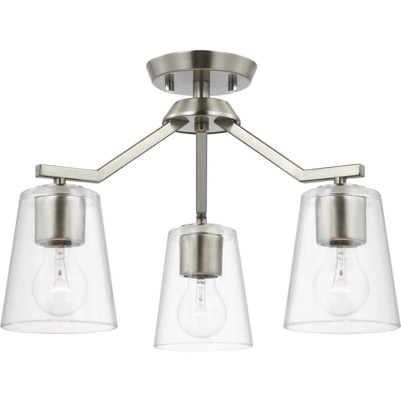 Progress Lighting P400340-009 Three Light Chandelier Conv, Brushed Nickel