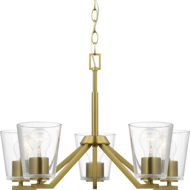Progress Lighting P400341-191 Five Light Chandelier, Brushed Gold
