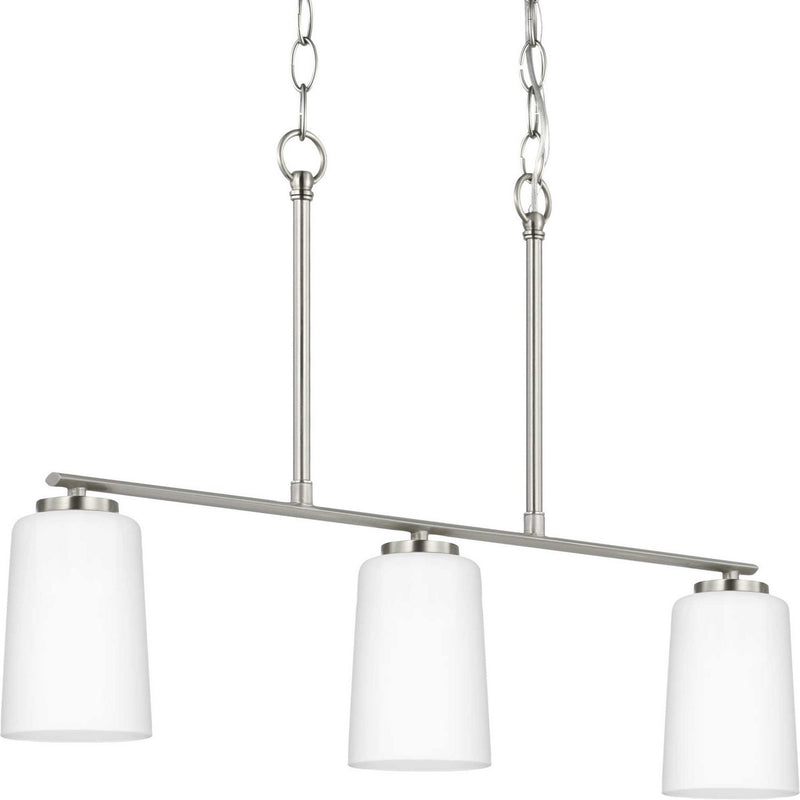 Progress Lighting P400348-009 Three Light Linear Chandelier, Brushed Nickel
