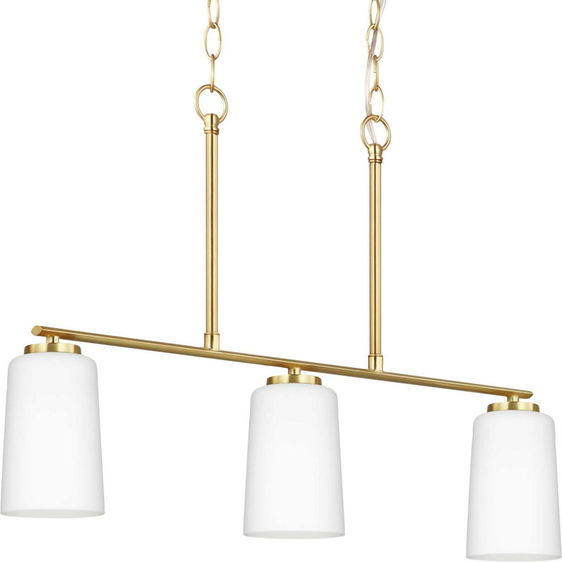 Progress Lighting P400348-012 Three Light Linear Chandelier, Satin Brass