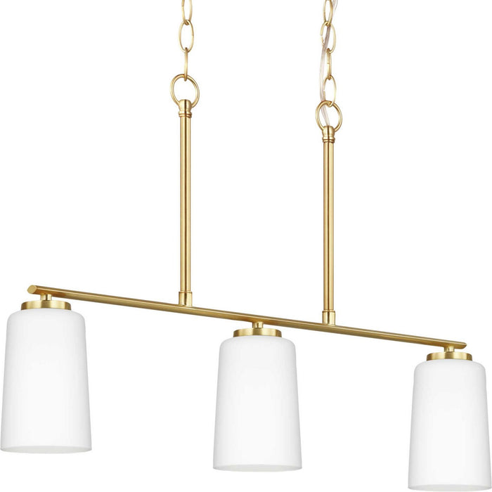 Progress Lighting P400348-012 Three Light Linear Chandelier, Satin Brass