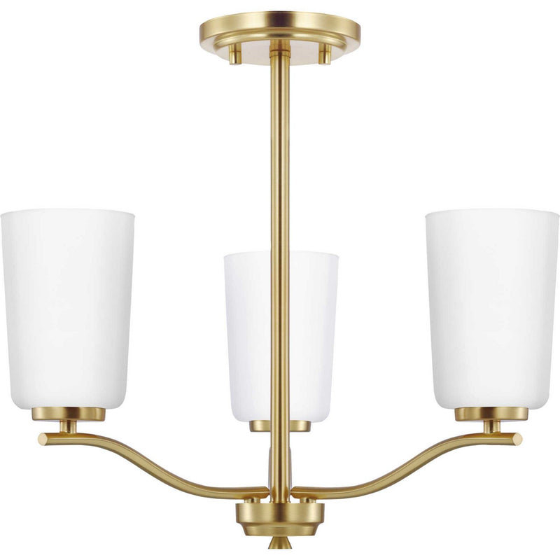 Progress Lighting P400349-012 Three Light Chandelier Conv, Satin Brass
