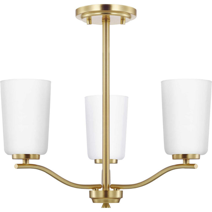 Progress Lighting P400349-012 Three Light Chandelier Conv, Satin Brass