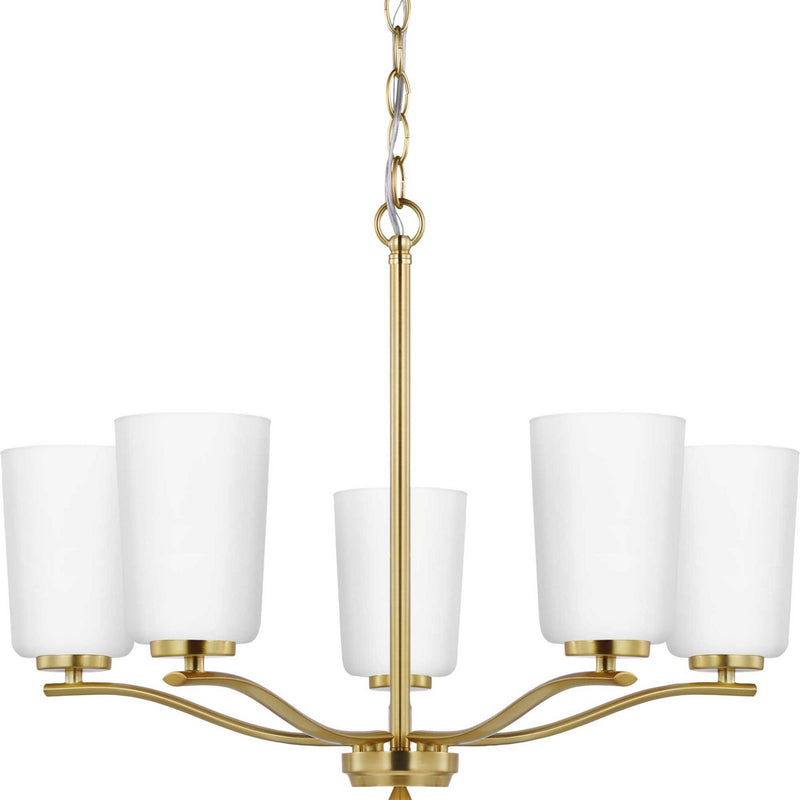 Progress Lighting P400350-012 Five Light Chandelier, Satin Brass