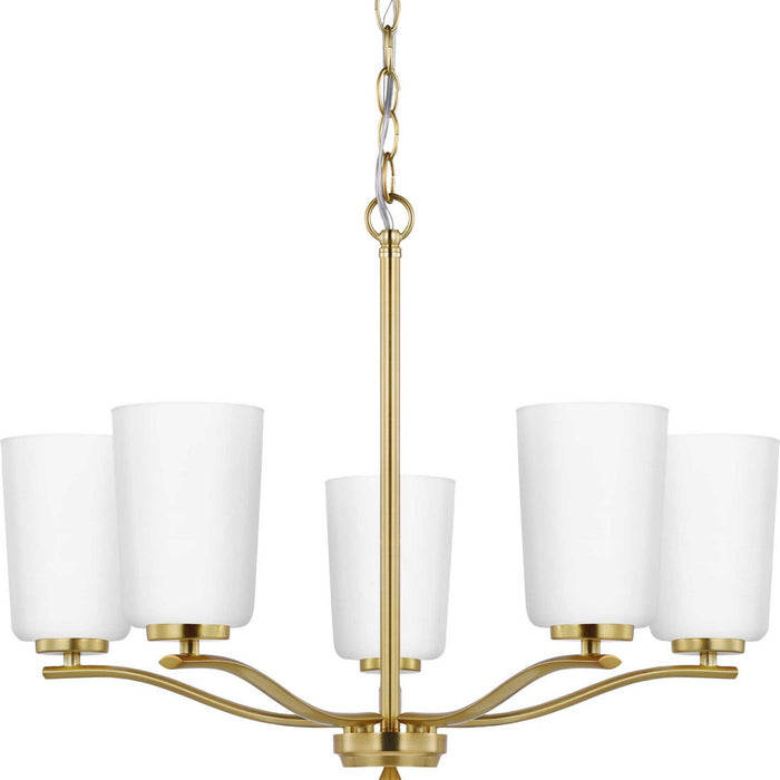 Progress Lighting P400350-012 Five Light Chandelier, Satin Brass