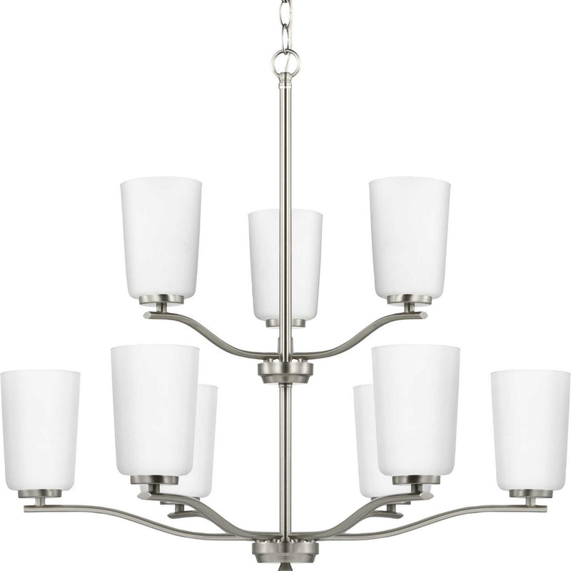 Progress Lighting P400351-009 Nine Light Chandelier, Brushed Nickel