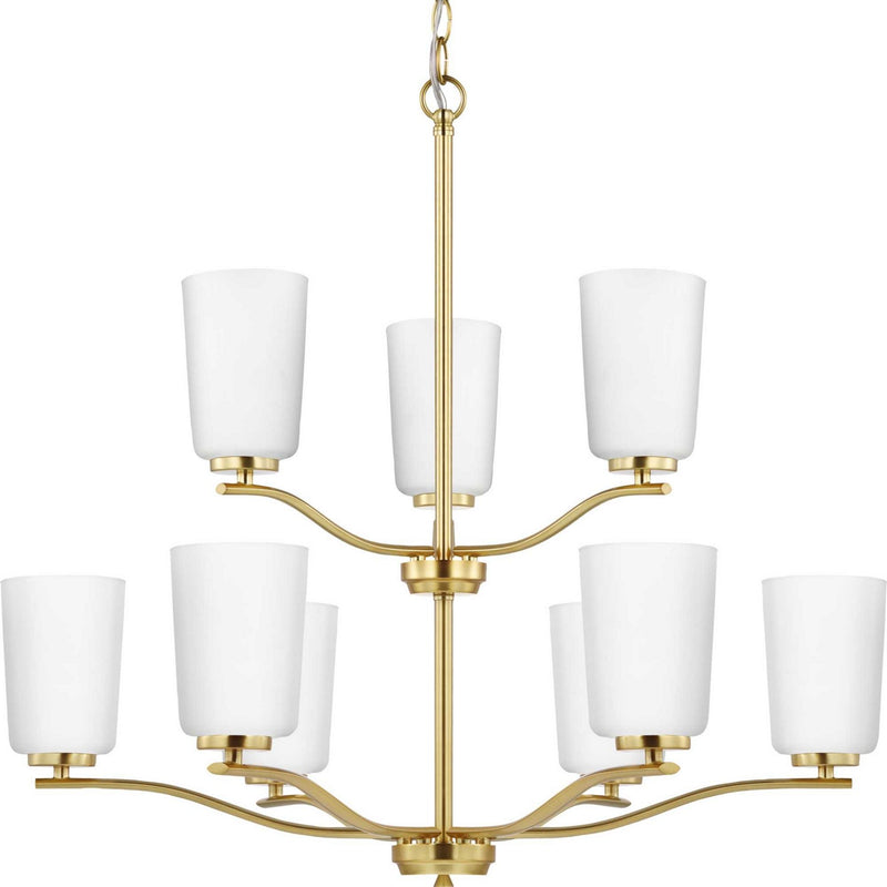 Progress Lighting P400351-012 Nine Light Chandelier, Satin Brass