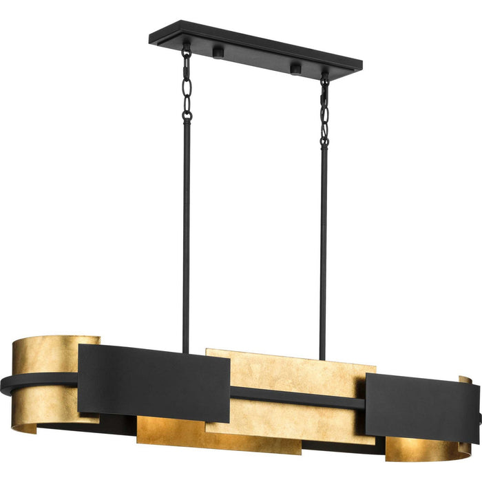 Progress Lighting P400352-031 Four Light Linear Chandelier, Black