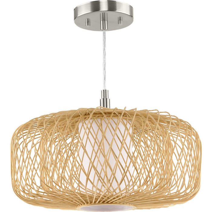 Progress Lighting P500396-201 One Light Pendant, Natural Rattan