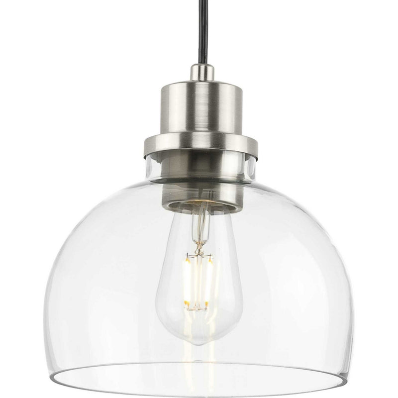 Progress Lighting P500405-009 One Light Mini Pendant, Brushed Nickel