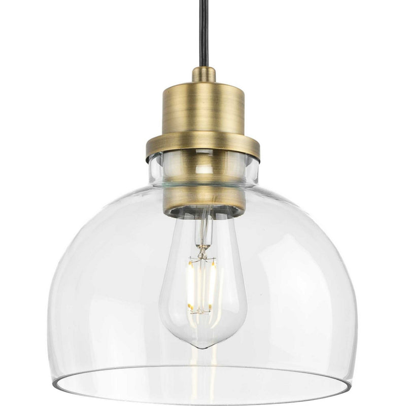 Progress Lighting P500405-163 One Light Mini Pendant, Vintage Brass