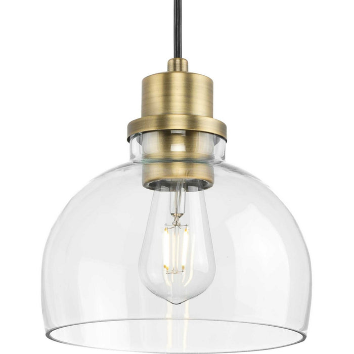 Progress Lighting P500405-163 One Light Mini Pendant, Vintage Brass