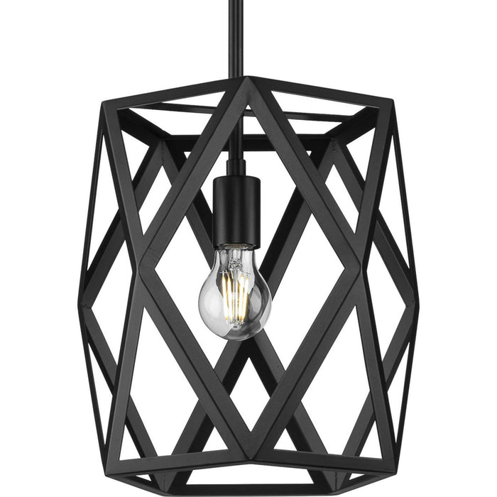 Progress Lighting P500421-31M One Light Pendant, Matte Black