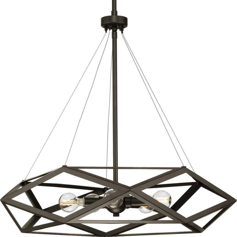 Progress Lighting P500422-129 Five Light Pendant, Architectural Bronze