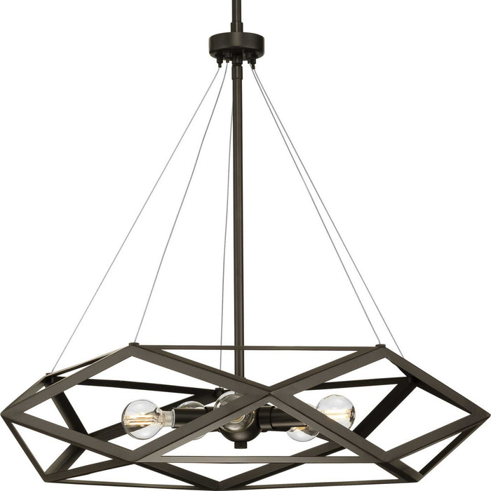 Progress Lighting P500422-129 Five Light Pendant, Architectural Bronze
