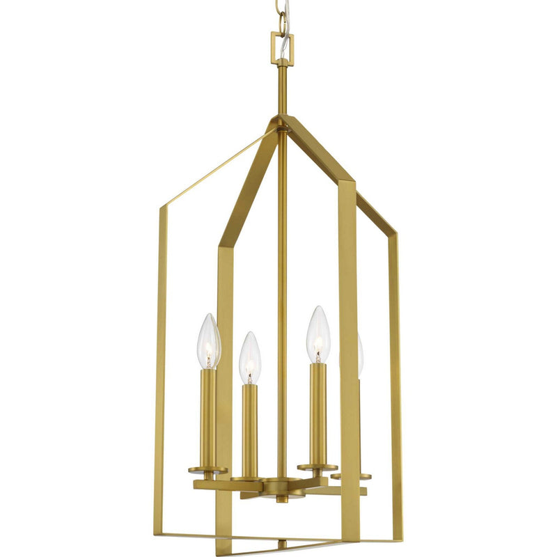 Progress Lighting P500432-191 Four Light Foyer Pendant, Brushed Gold