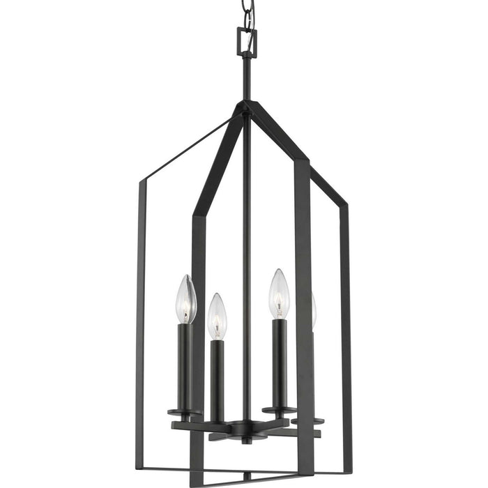Progress Lighting P500432-31M Four Light Foyer Pendant, Matte Black