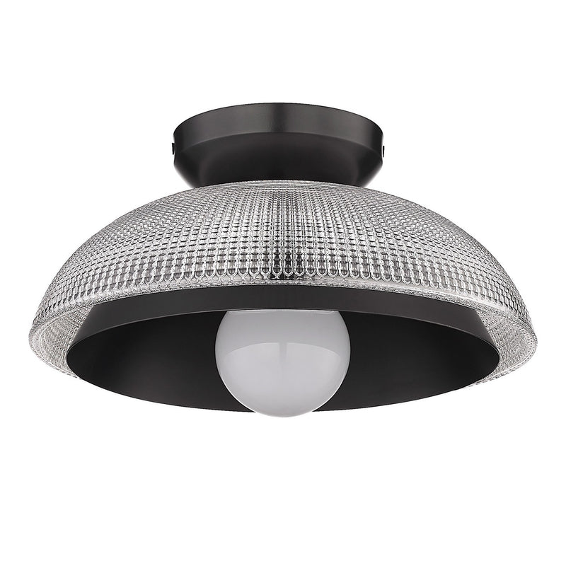 Golden 0309-FM BLK-RPG One Light Flush Mount, Matte Black