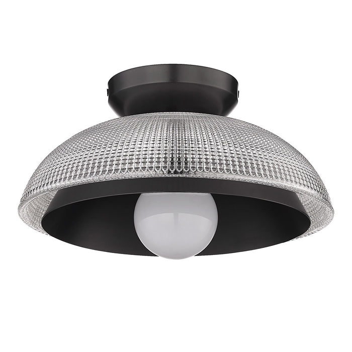Golden 0309-FM BLK-RPG One Light Flush Mount, Matte Black