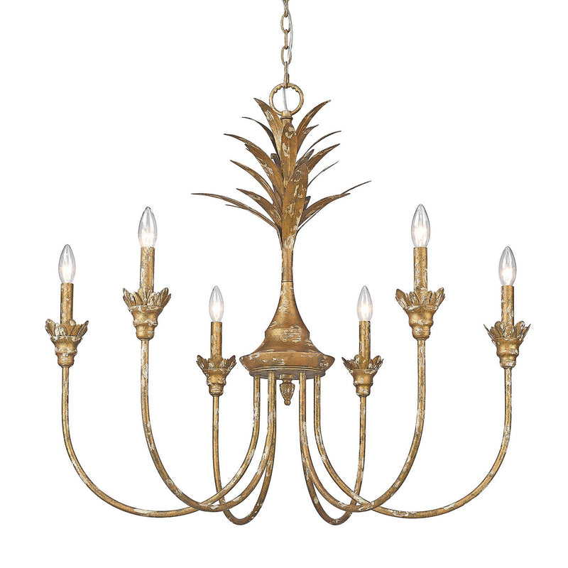 Golden 0846-6 HG Six Light Chandelier, Heirloom Gold