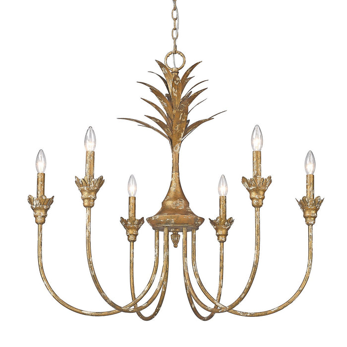 Golden 0846-6 HG Six Light Chandelier, Heirloom Gold