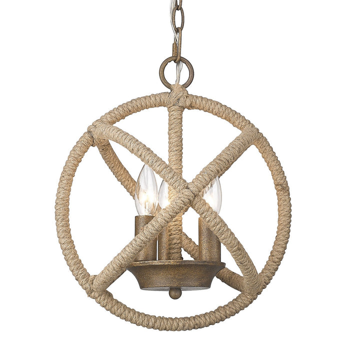 Golden 0868-3P BC Three Light Pendant, Burnished Chestnut