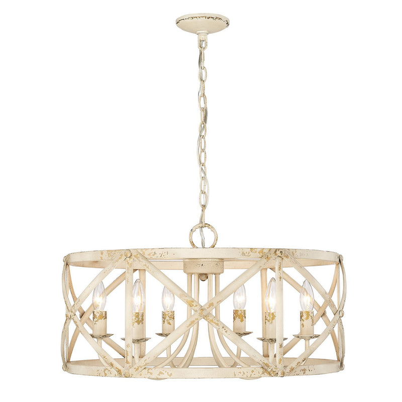 Golden 0890-6 AI Six Light Chandelier, Antique Ivory