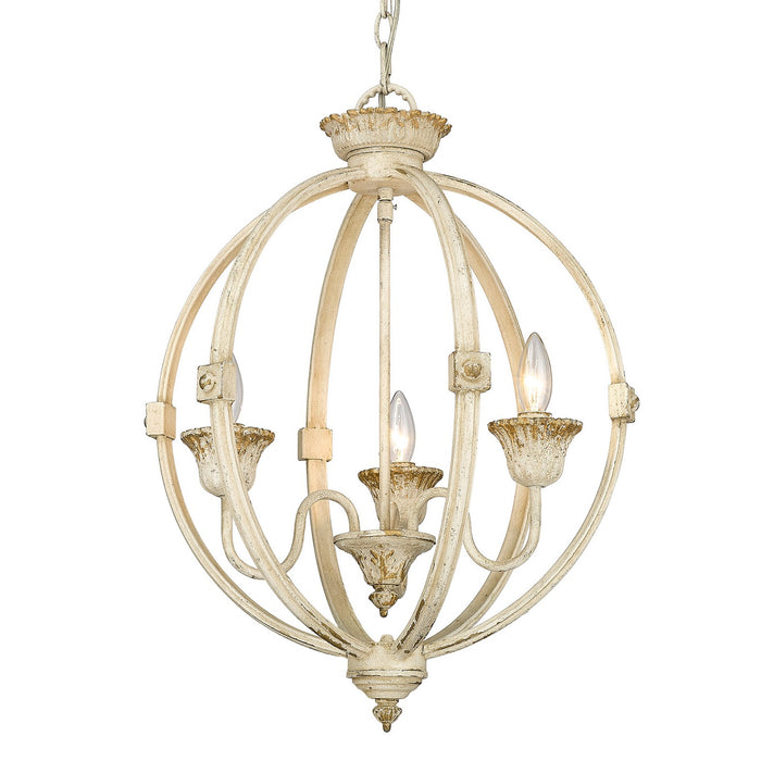 Golden 0892-3P AI Three Light Pendant, Antique Ivory