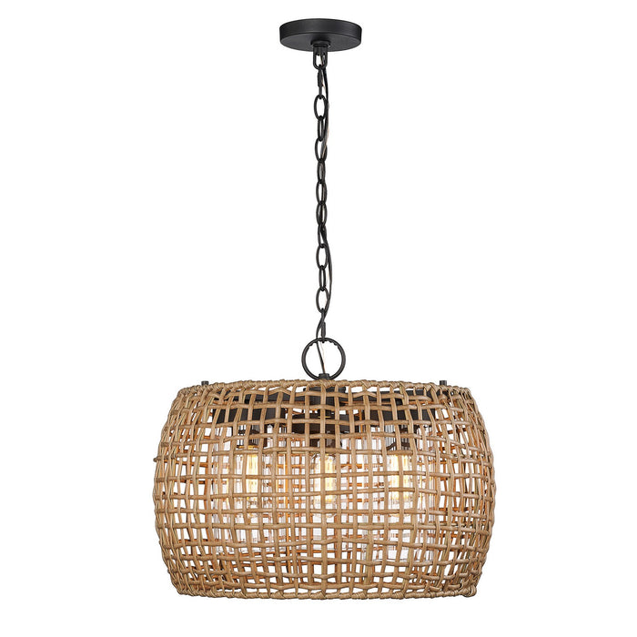 Golden 1067-O3P NB-MAW Three Light Outdoor Pendant, Natural Black