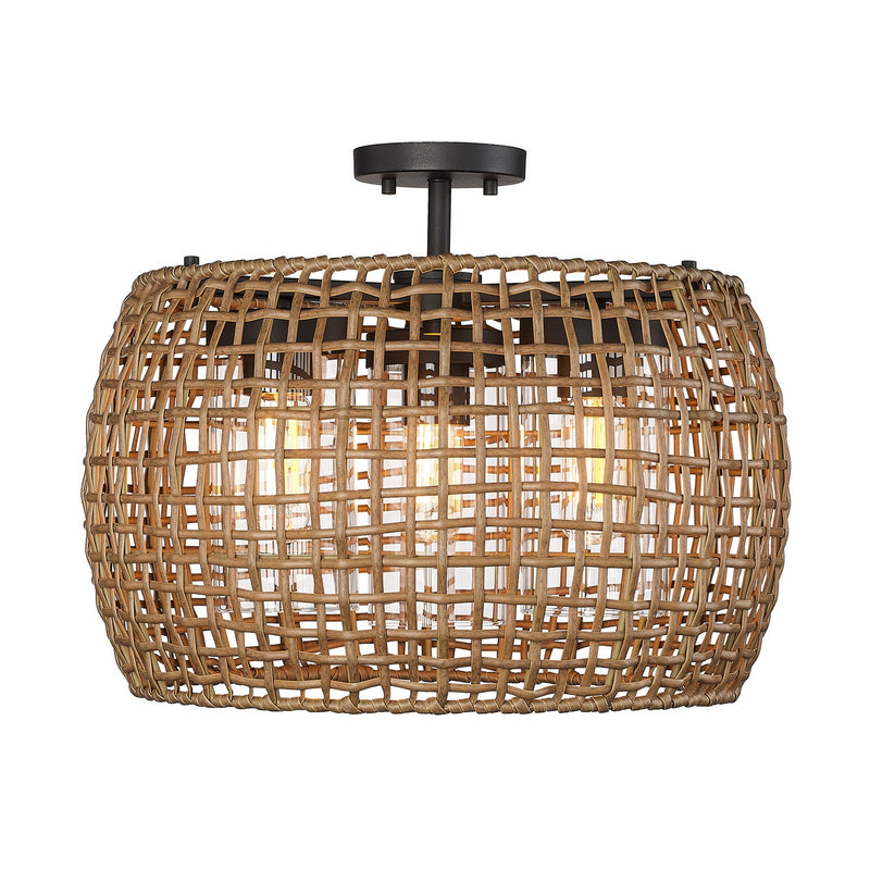Golden 1067-OSF NB-MAW Three Light Outdoor Semi-Flush Mount, Natural Black