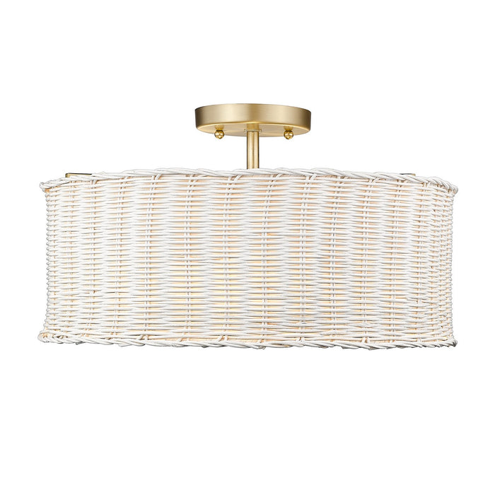 Golden 1084-SF BCB-WW Three Light Semi-Flush Mount, Brushed Champagne Bronze