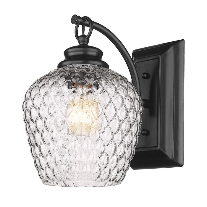 Golden 1088-1W BLK-CLR One Light Wall Sconce, Matte Black
