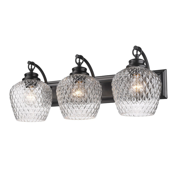 Golden 1088-BA3 BLK-CLR Three Light Bath Vanity, Matte Black