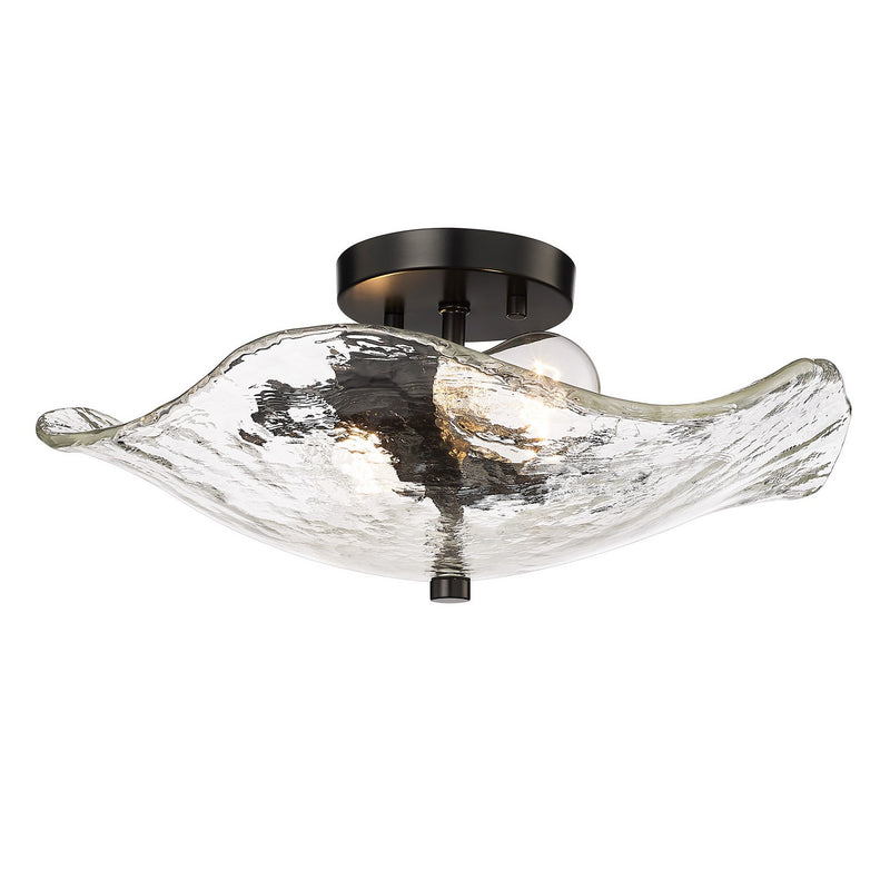 Golden 1140-SF BLK-HWG Two Light Semi-Flush Mount, Matte Black
