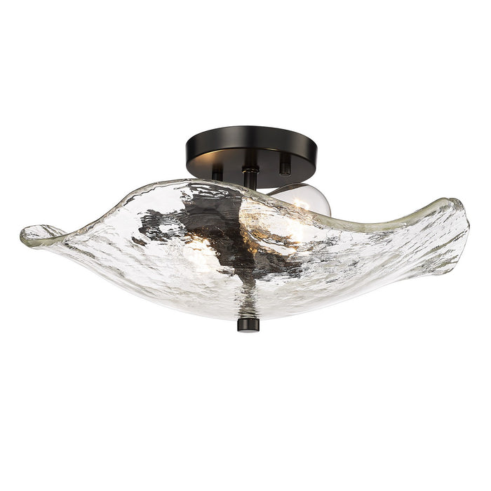Golden 1140-SF BLK-HWG Two Light Semi-Flush Mount, Matte Black
