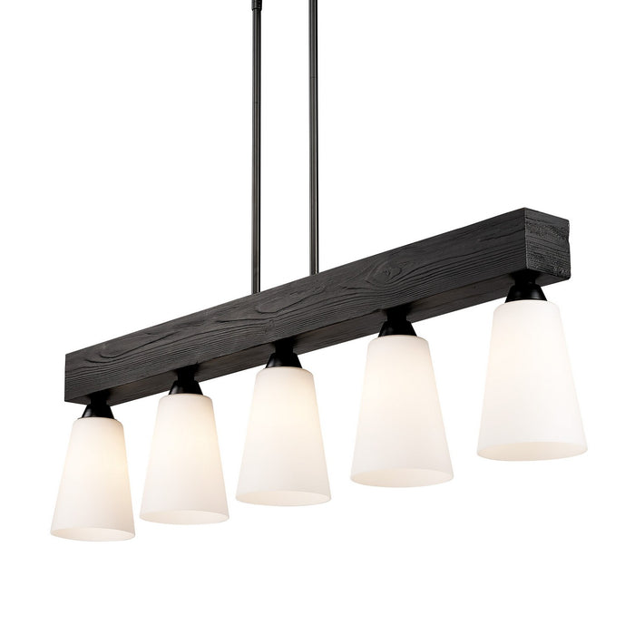 Golden 1830-LP BLK-OP Five Light Linear Pendant, Matte Black