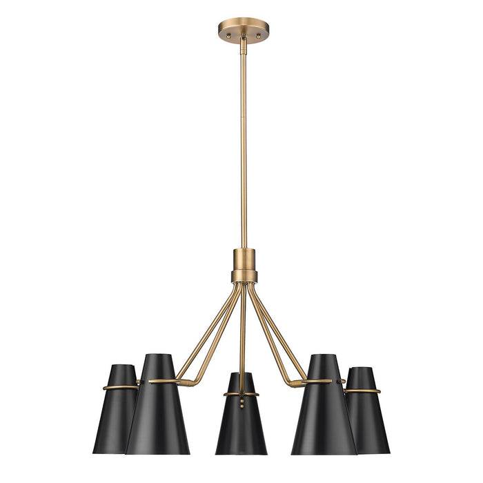 Golden 2122-5 MBS-BLK Five Light Chandelier, Modern Brass
