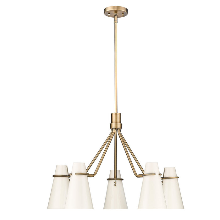 Golden 2122-5 MBS-GE Five Light Chandelier, Modern Brass