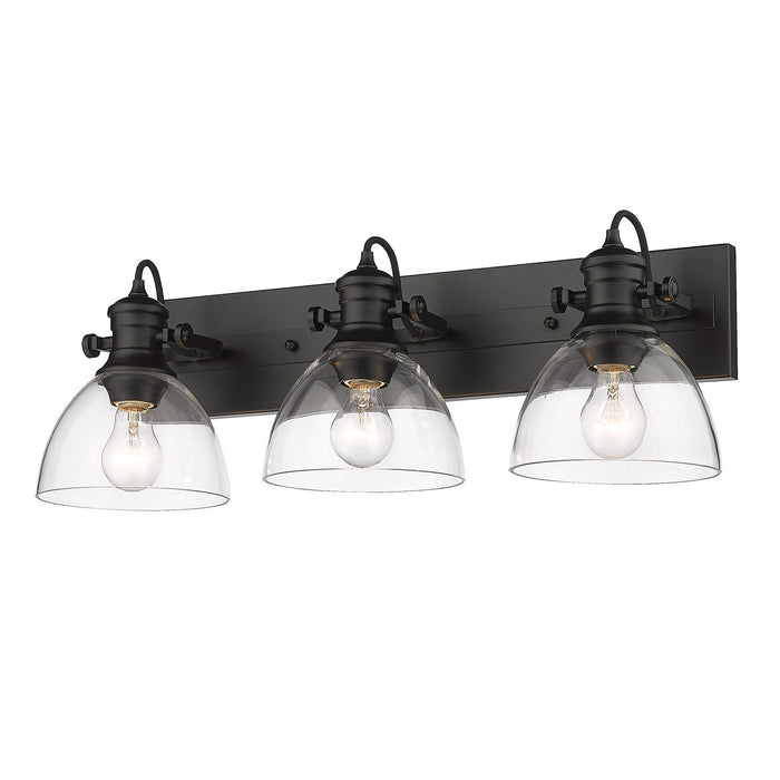 Golden 3118-BA3 BLK-CLR Three Light Bath Vanity, Matte Black