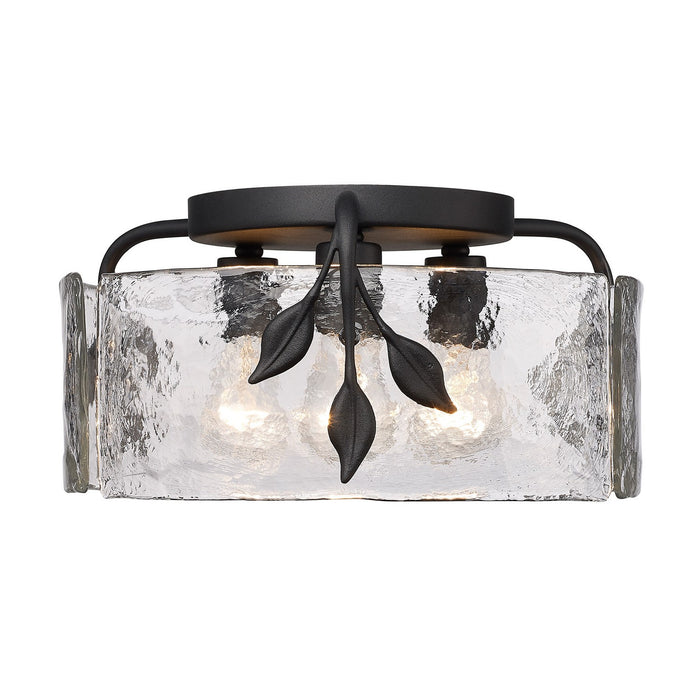 Golden 3160-FM NB-HWG Three Light Flush Mount, Natural Black
